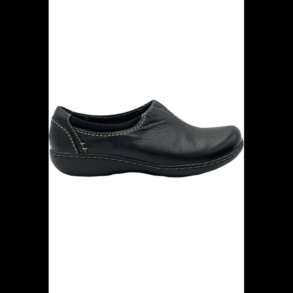 Clarks Collection Leather Slip On Shoes Ashland Joy Black - Medium